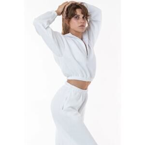 Los Angeles Apparel FLEX FLEECE HALF ZIP CROPPED PULLOVER M L